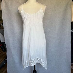 Saks Fifth Avenue XS White mini Boho Dress with Crochet Detailing